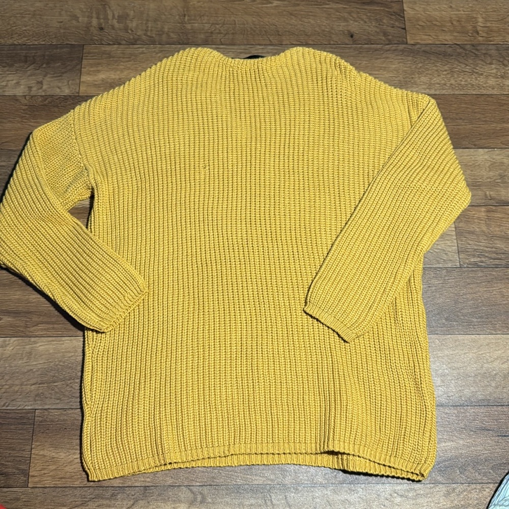 Jenni Kayne Fisherman Organic Cotton Cabin Blend Sweater Large Mustard $325 Love - Picture 7 of 11